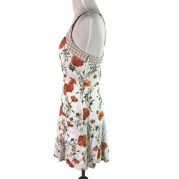 KIMCHI BLUE Womens Size 0 White Floral Cross Strap Mini Dress - Picture 4 of 9